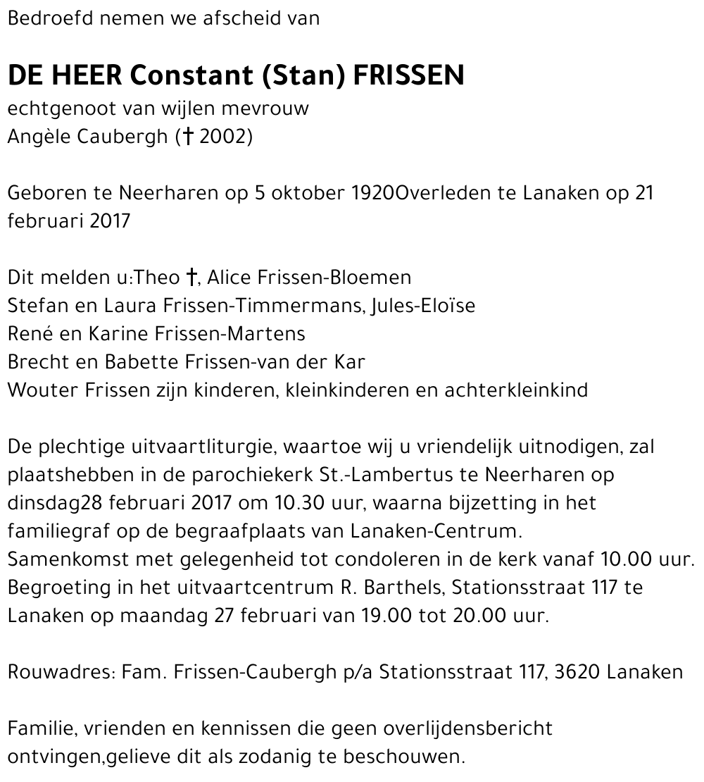 Constant (Stan) Frissen