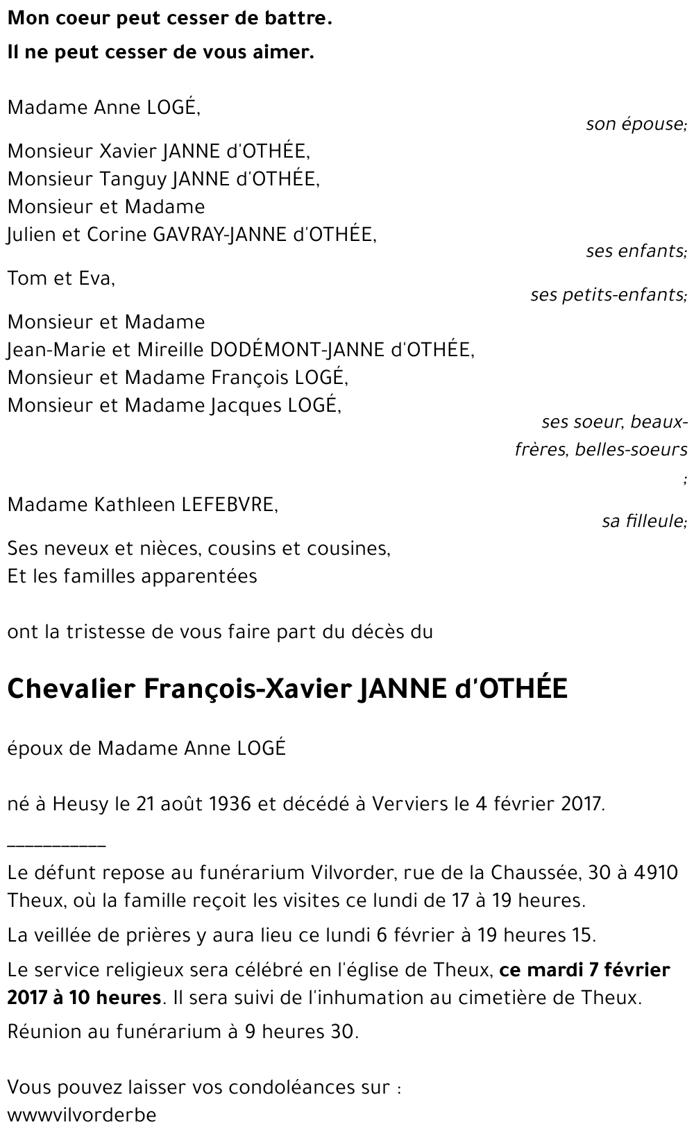 François-Xavier JANNE d'OTHEE