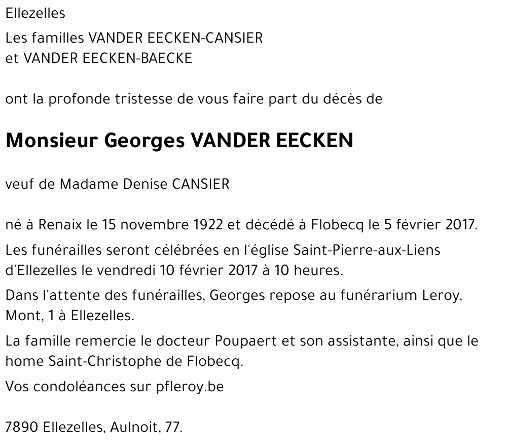 Georges VANDER EECKEN