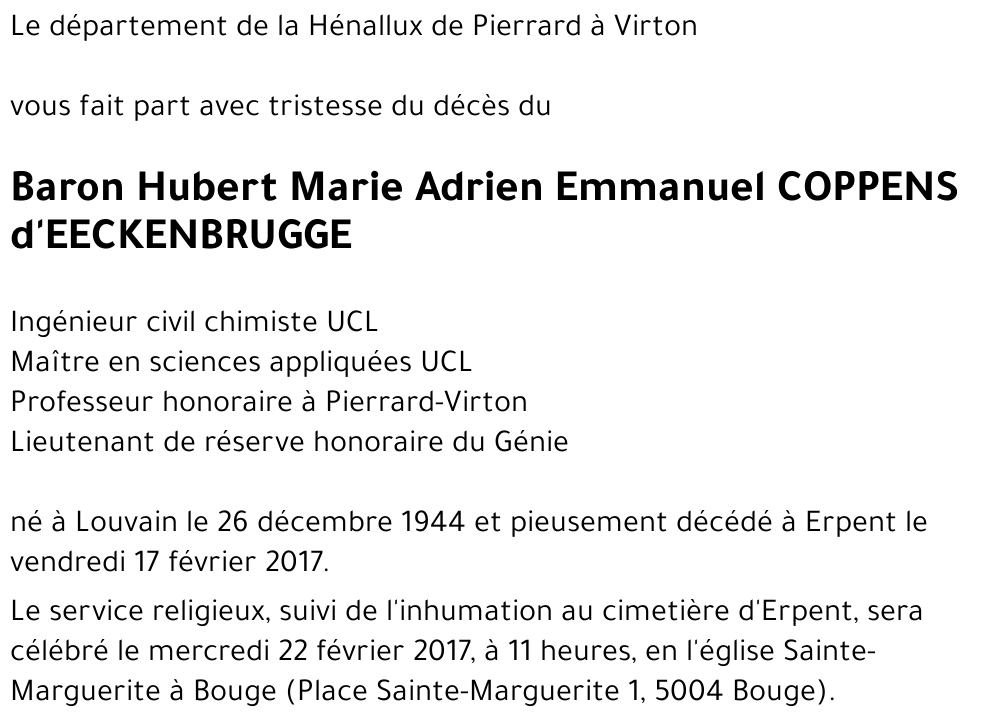 Hubert Marie Adrien Emmanuel COPPENS d'EECKENBRUGGE