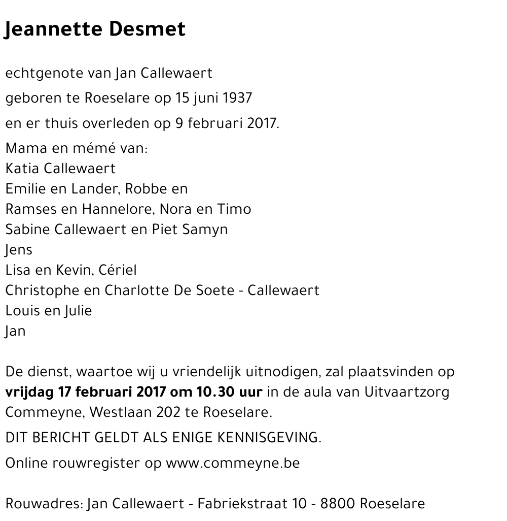 Jeannette Desmet