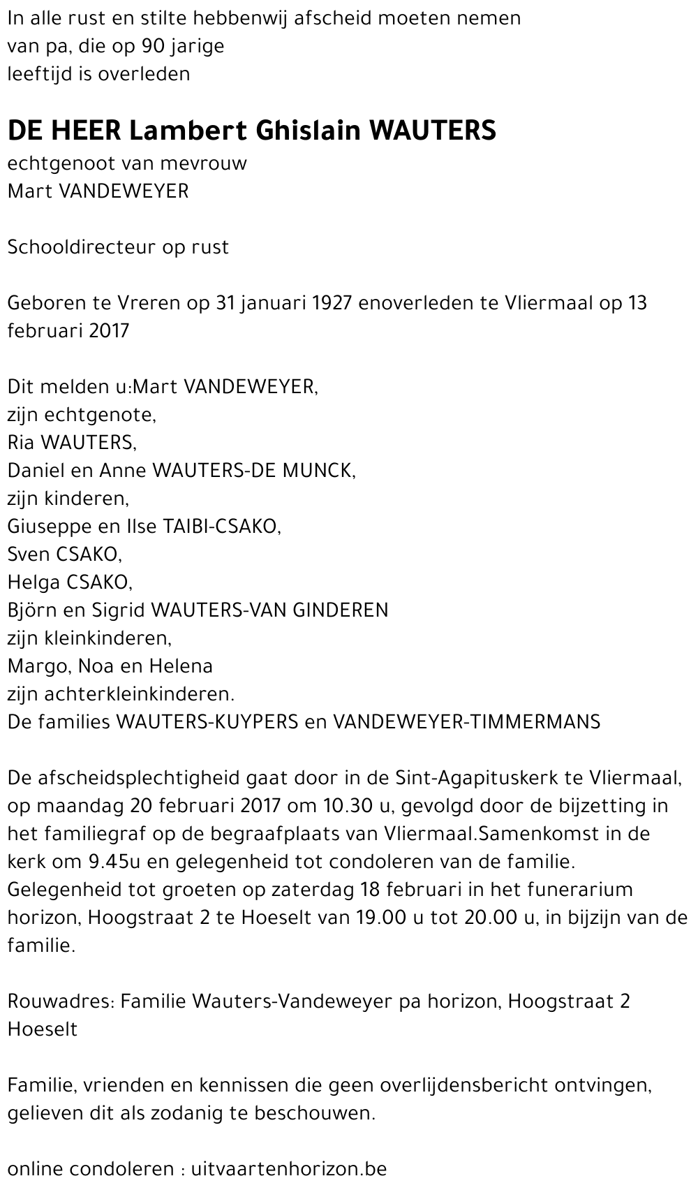 Lambert Ghislain WAUTERS