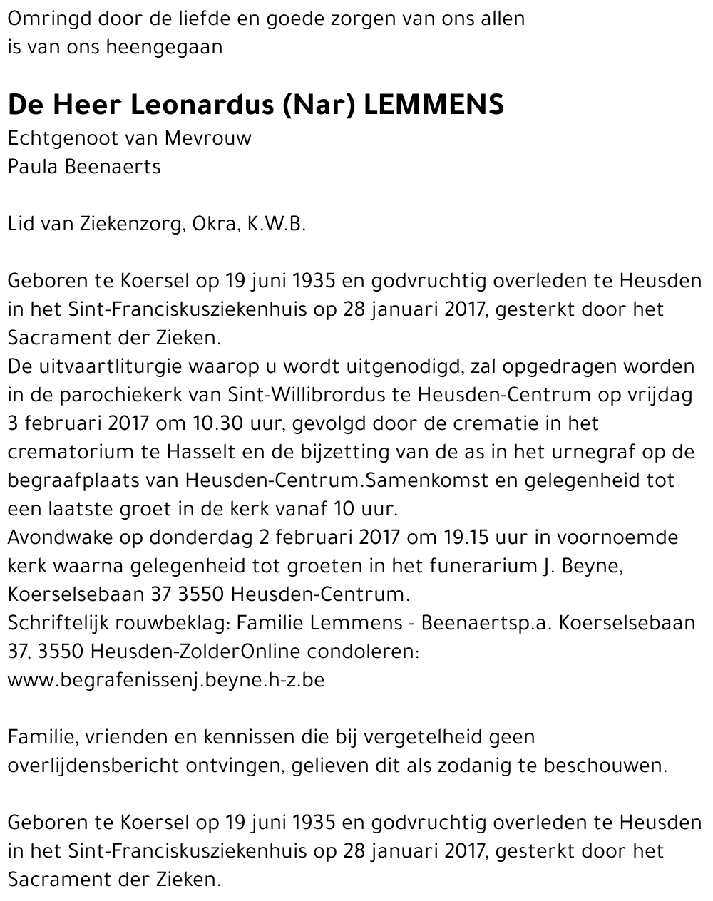 Leonardus Lemmens