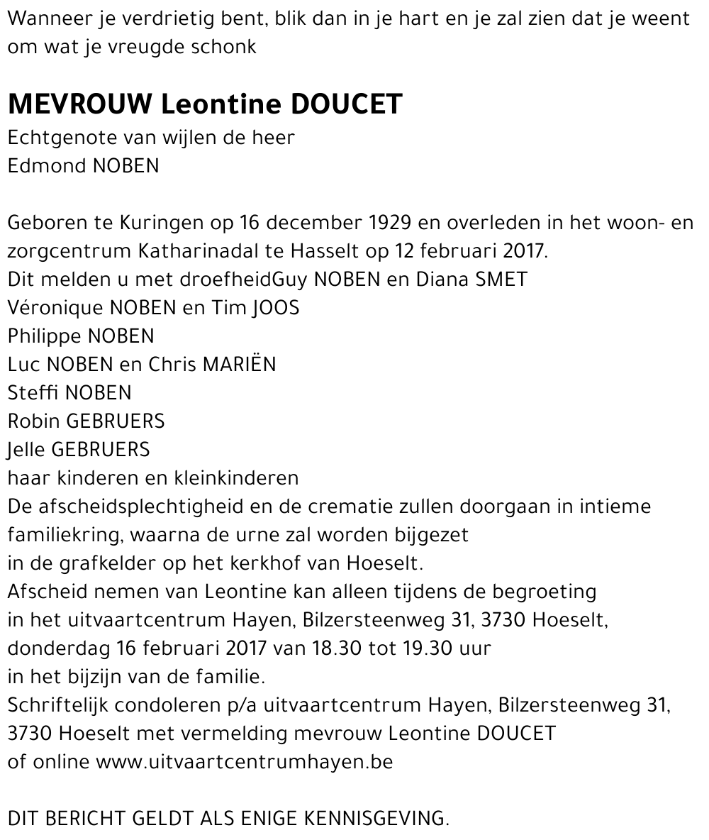 Leontine DOUCET