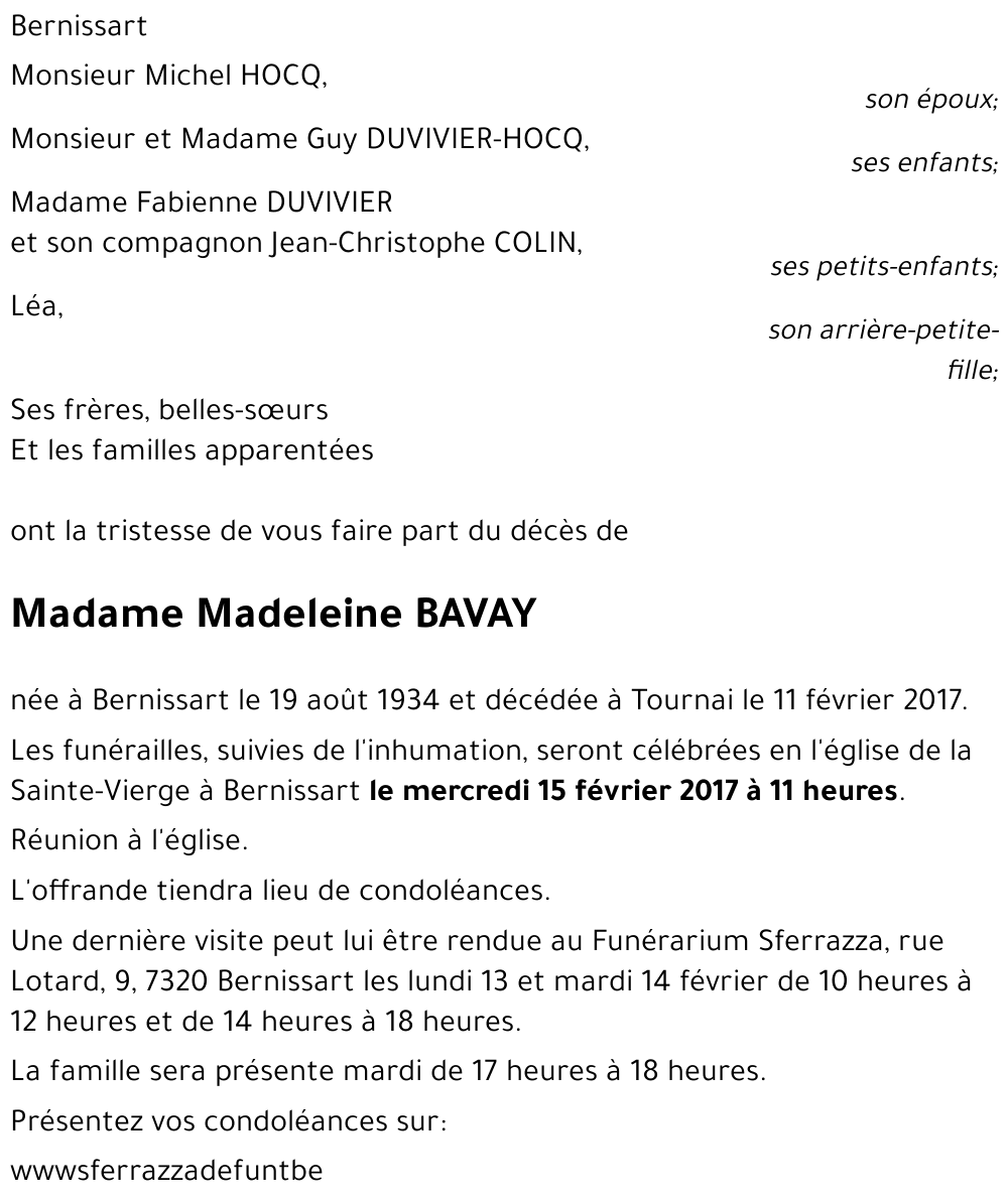 Madeleine BAVAY