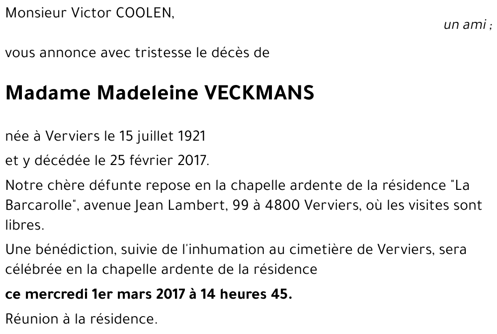 Madeleine VECKMANS