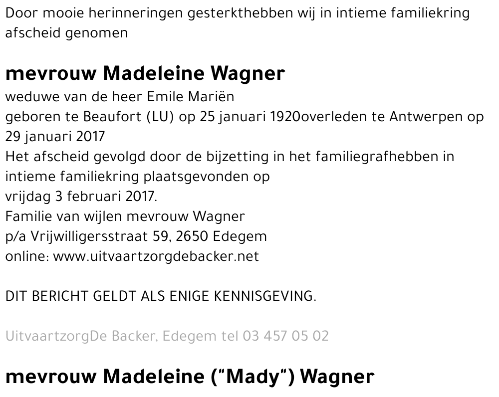 Madeleine Wagner