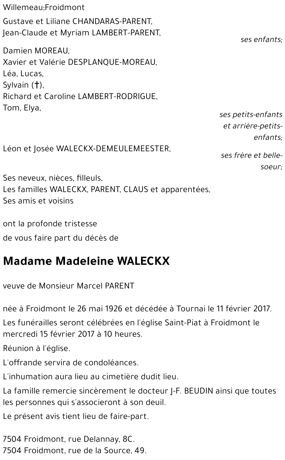 Madeleine WALECKX