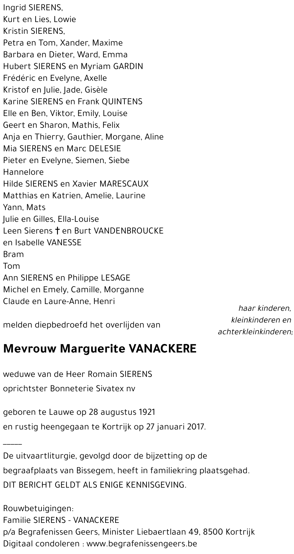 Marguerite VANACKERE