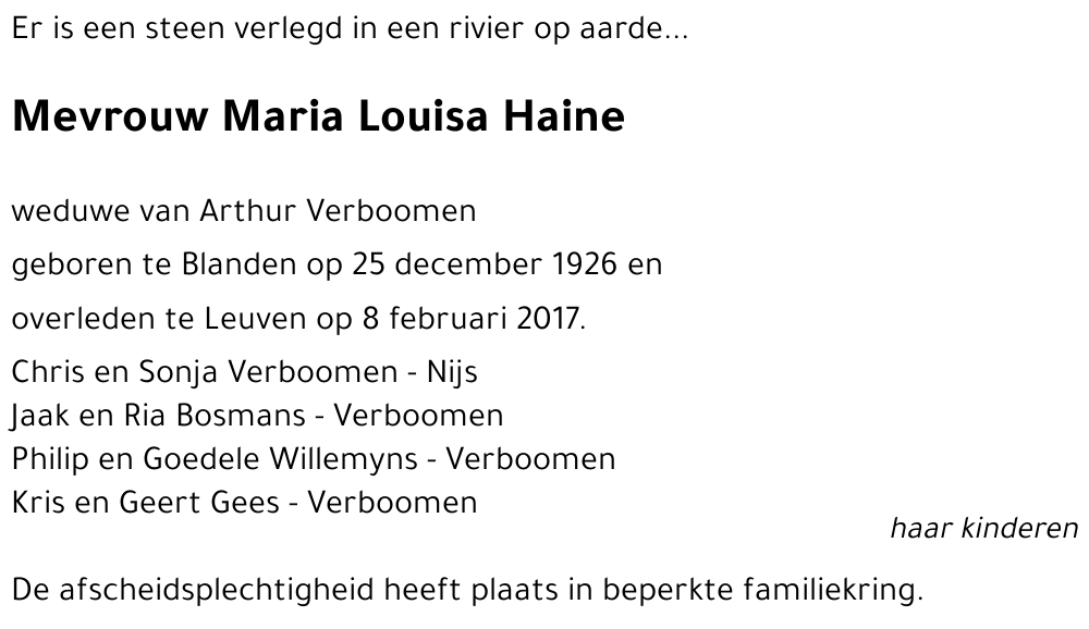 Maria Louisa Haine