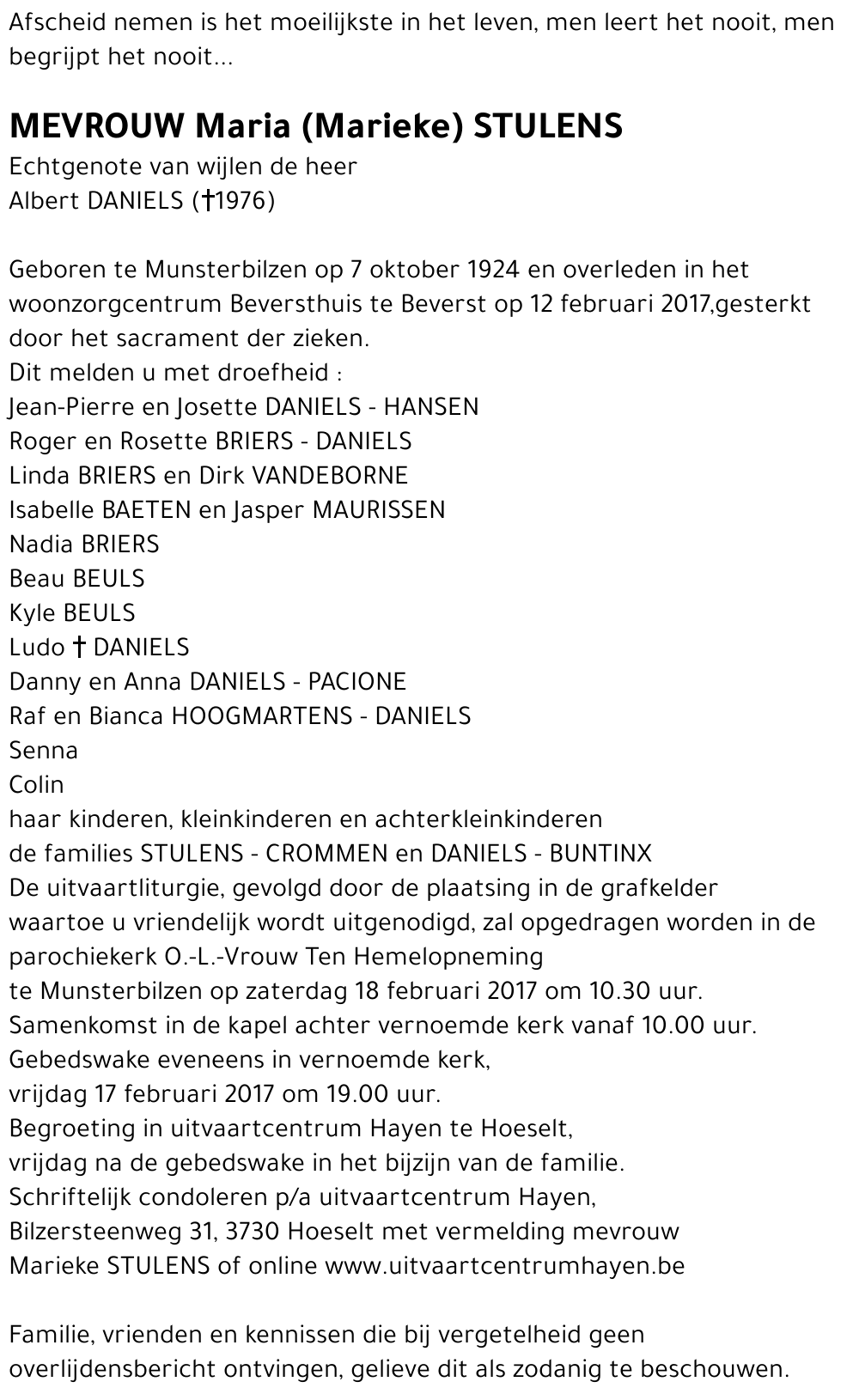 Maria (Marieke) STULENS