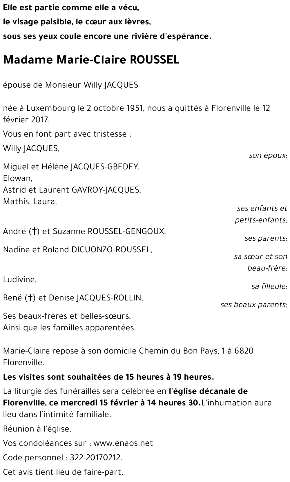 Marie-Claire ROUSSEL