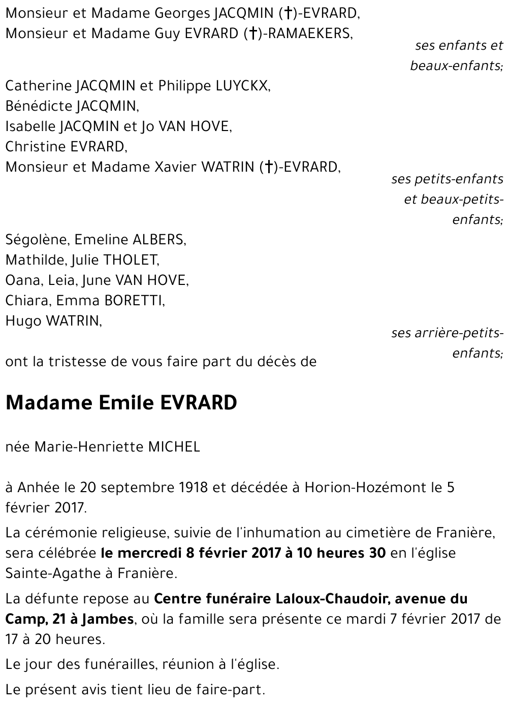 Marie-Henriette MICHEL