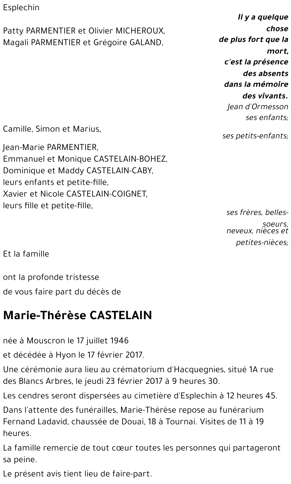 Marie-Thérèse CASTELAIN