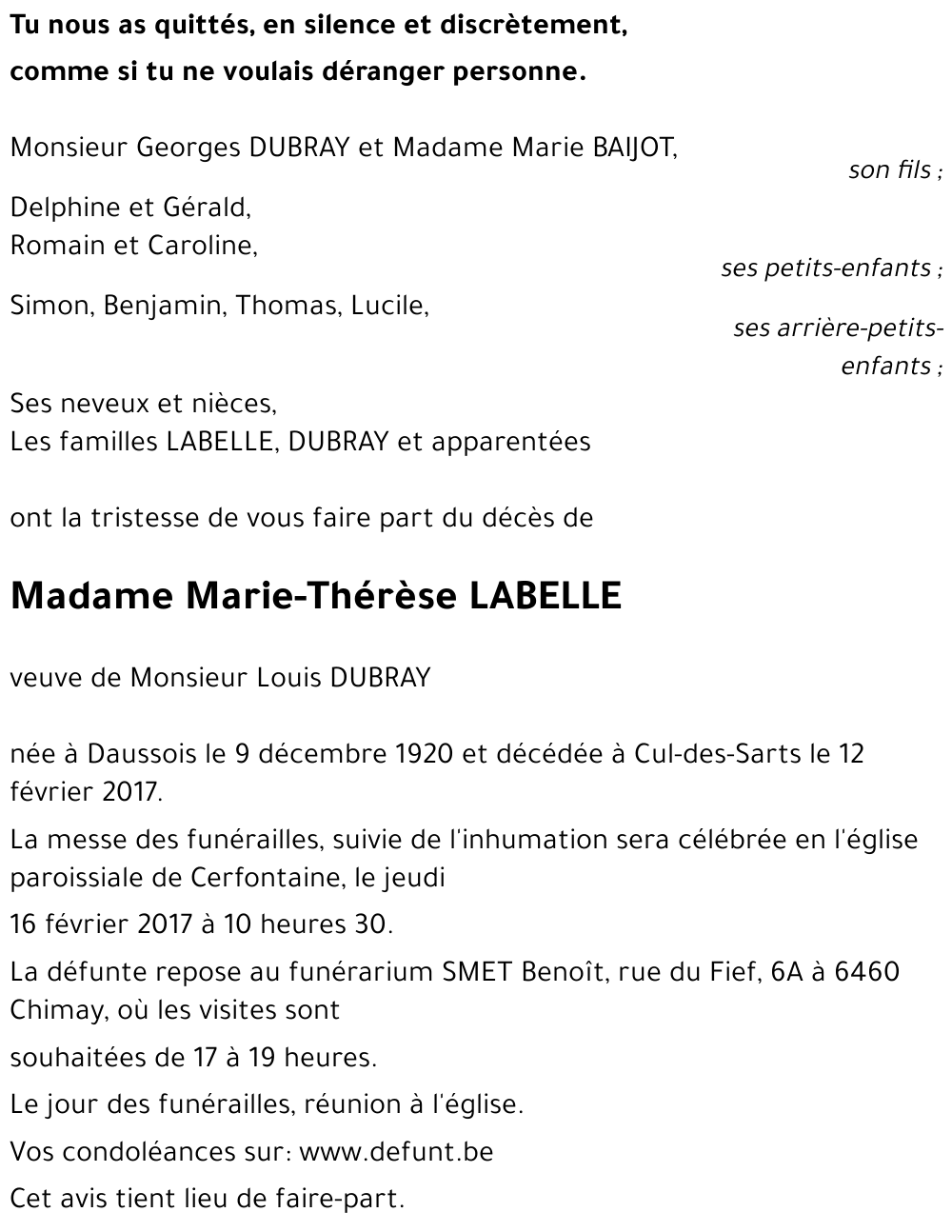 Marie-Thérèse LABELLE