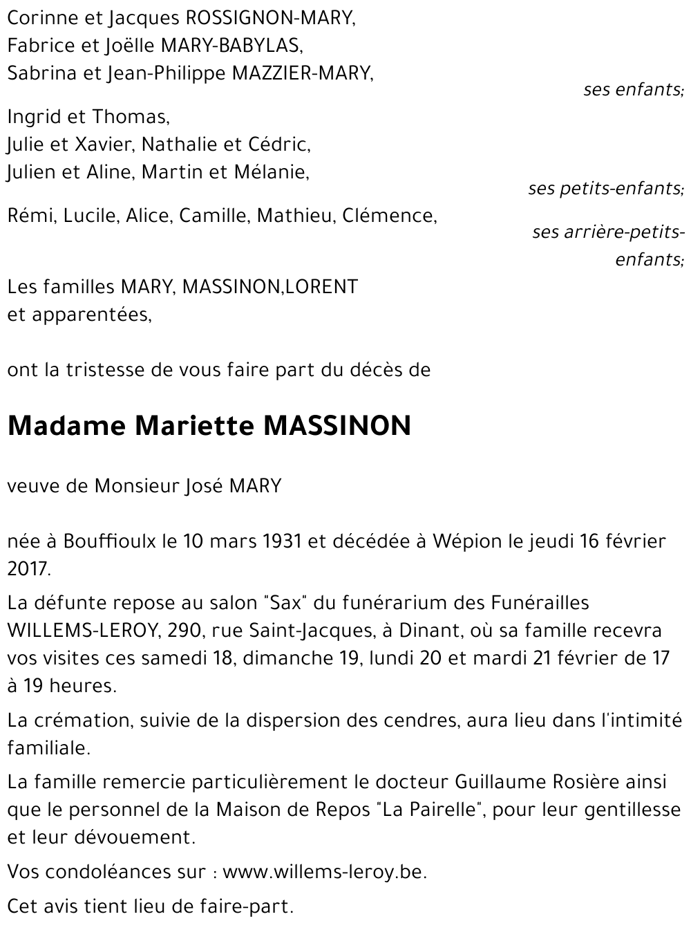 Mariette MASSINON
