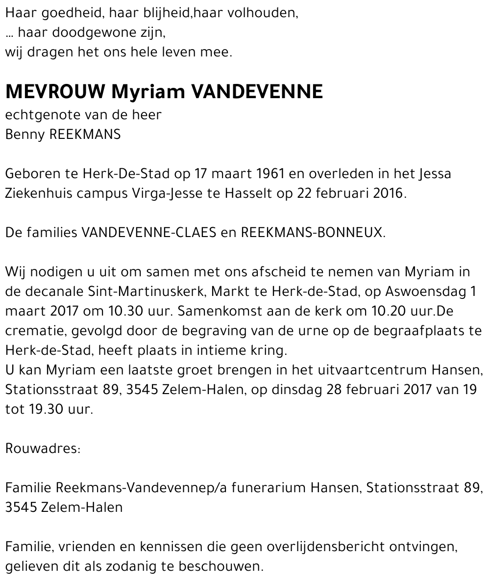 Myriam VANDEVENNE