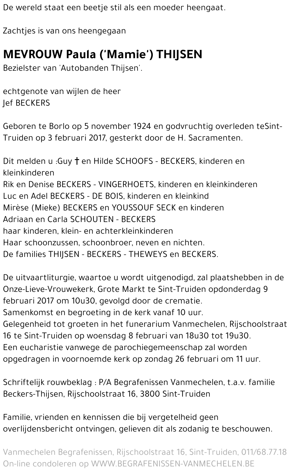 Paula 'mamie' THIJSEN