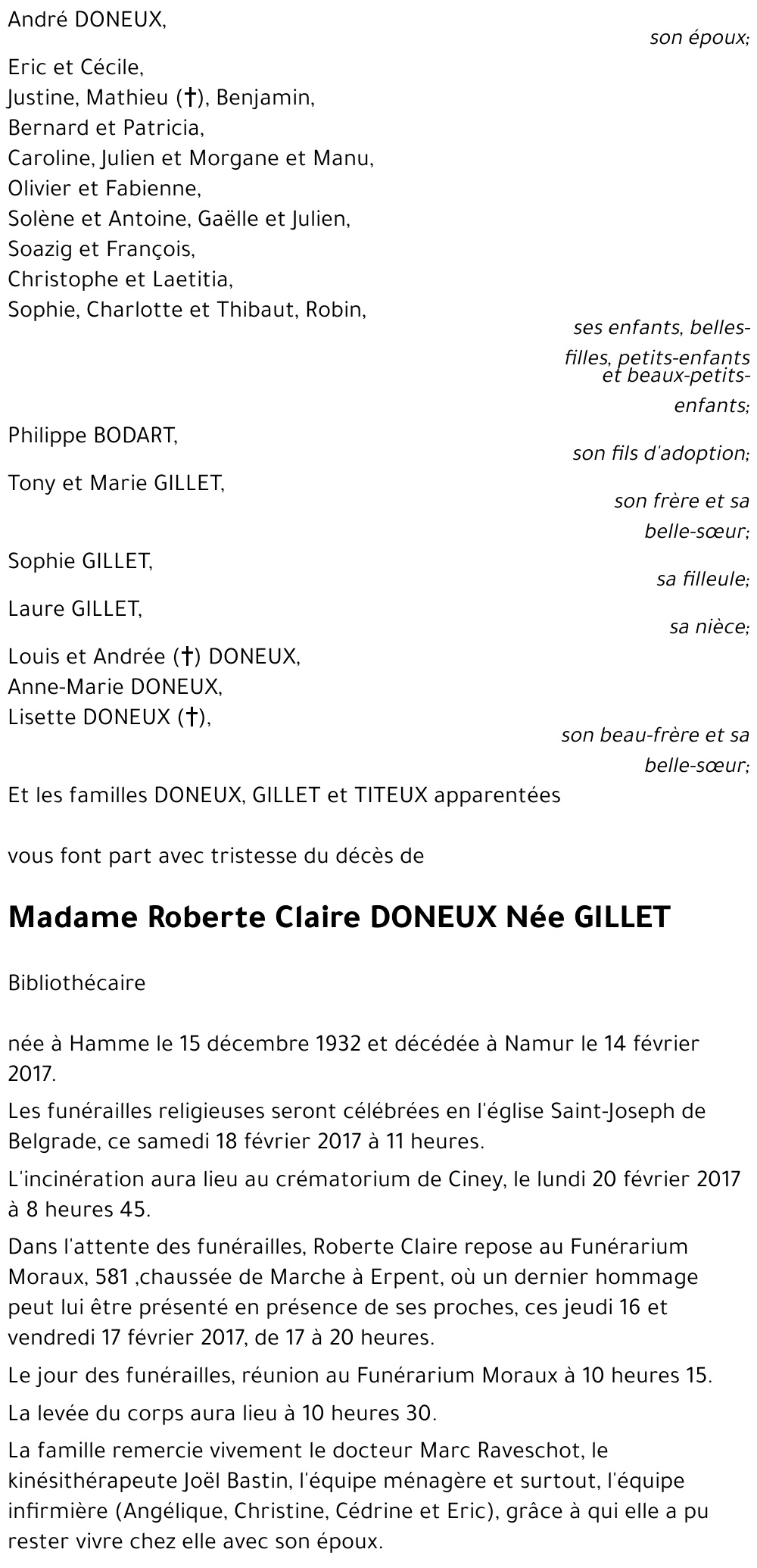 Roberte Claire GILLET
