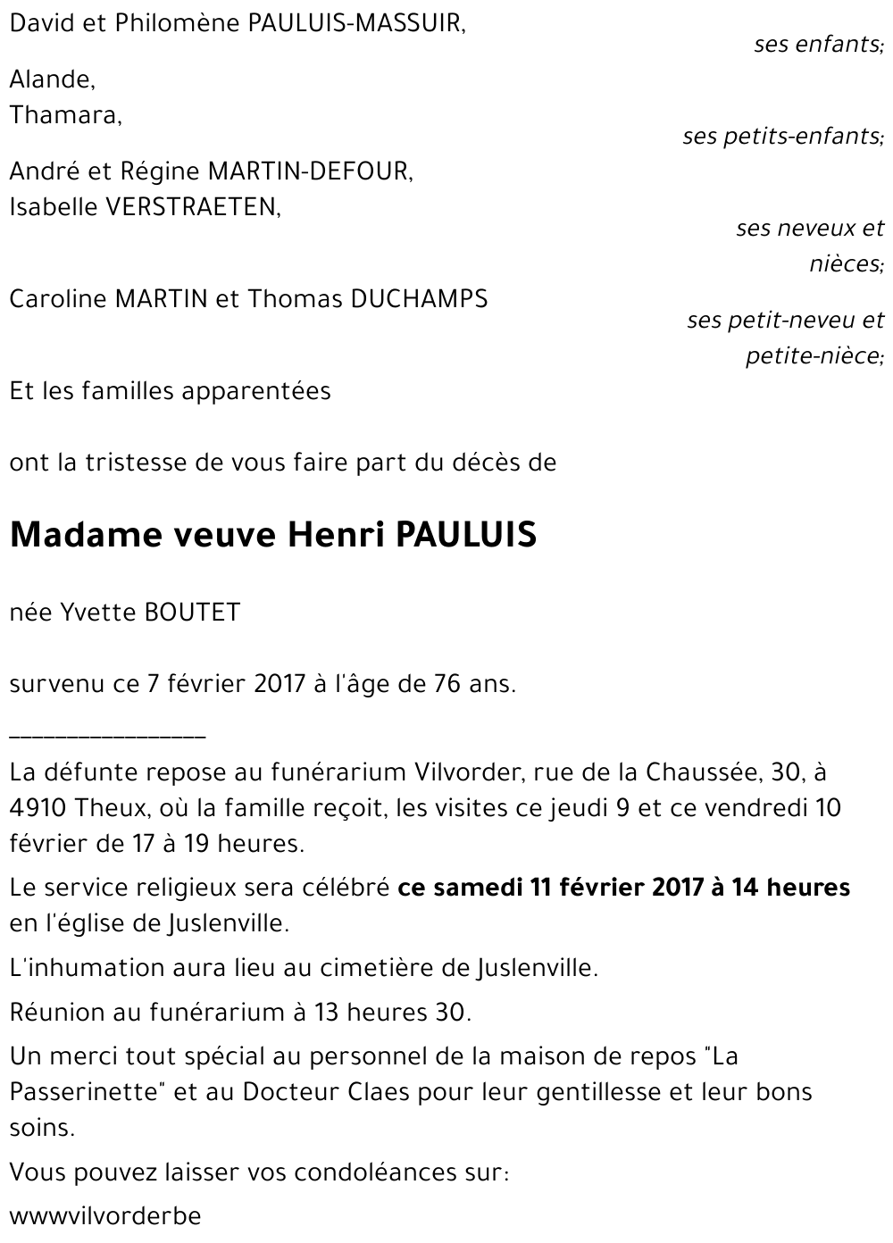 veuve Henri PAULUIS