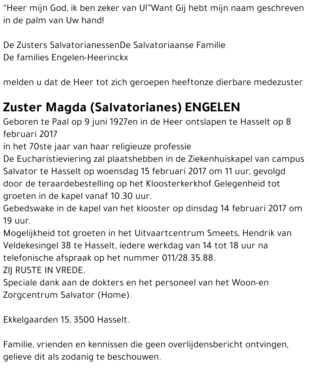 Zuster Magda Engelen