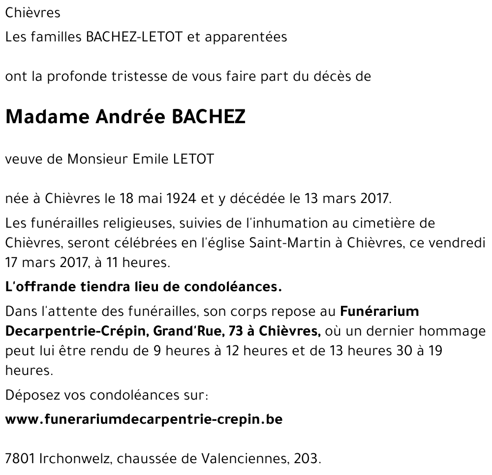 Andrée BACHEZ