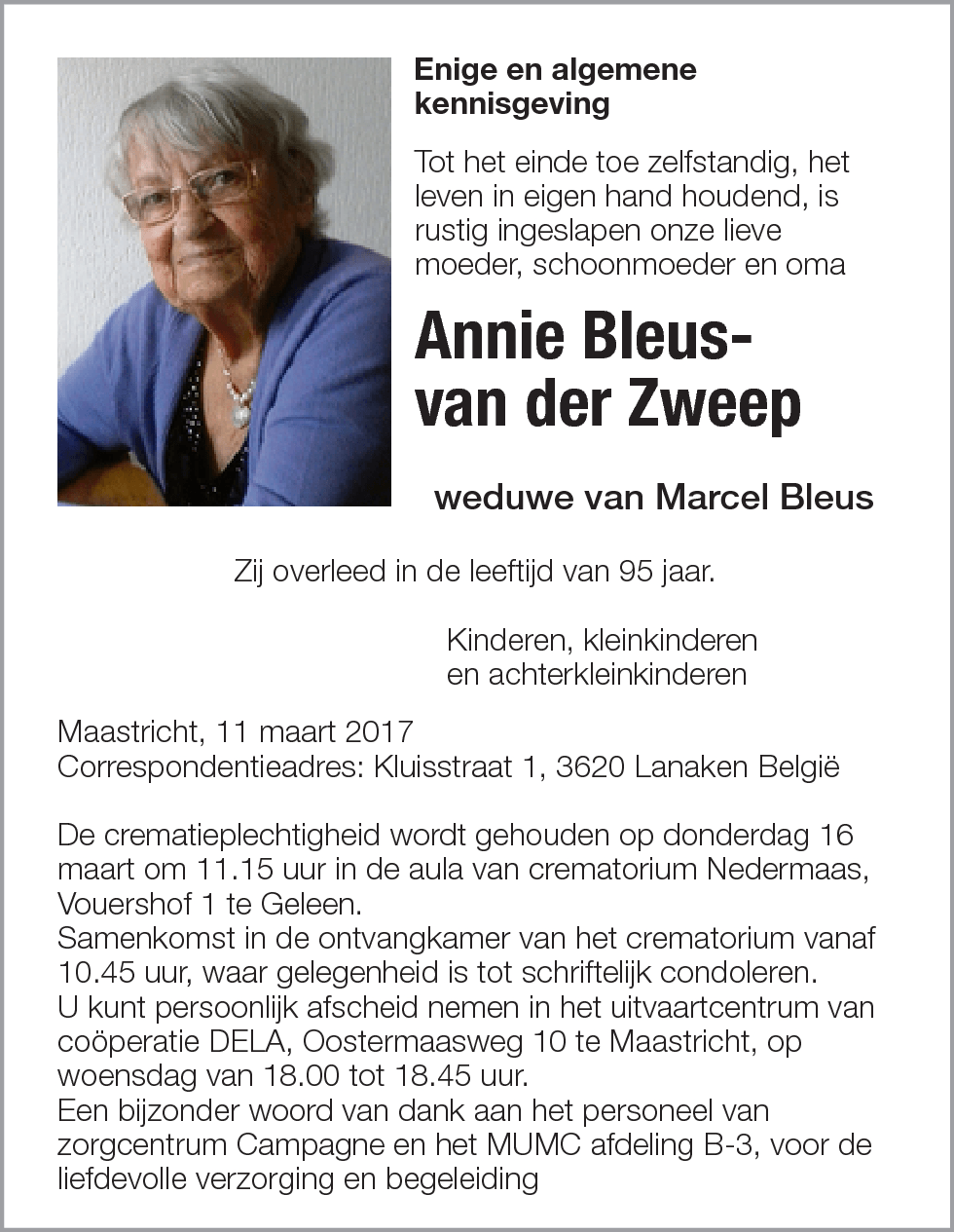 Annie Bleus-van der Zweep