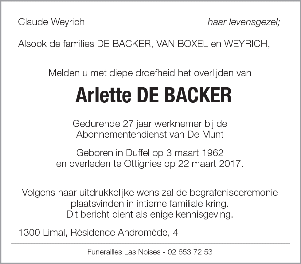 Arlette De Backer