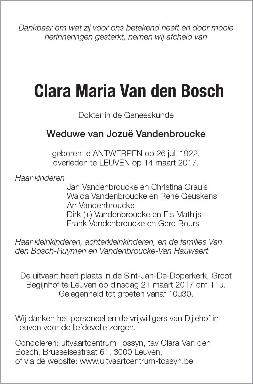 Clara Maria Van den Bosch