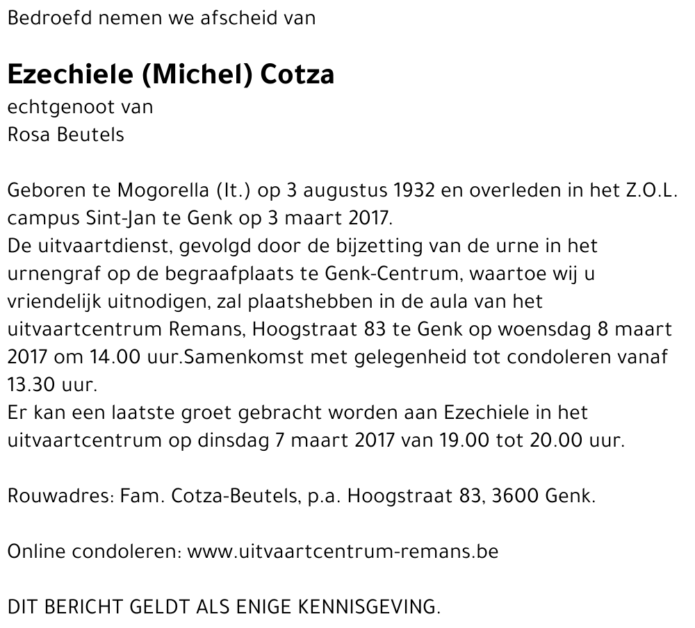 Ezechiele (Michel) Cotza