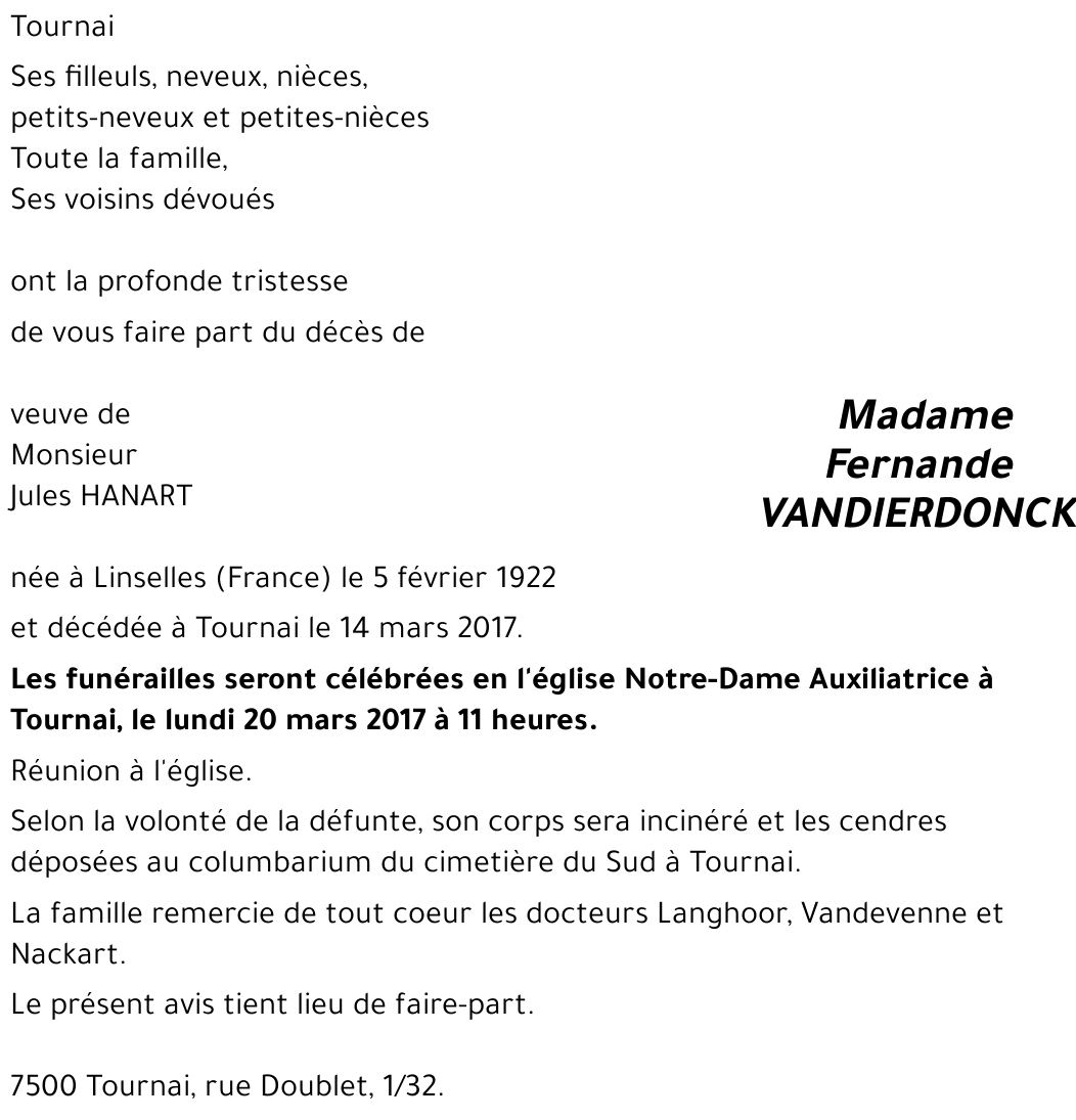 Fernande VANDIERDONCK