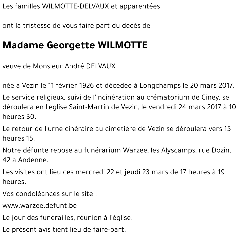 Georgette WILMOTTE