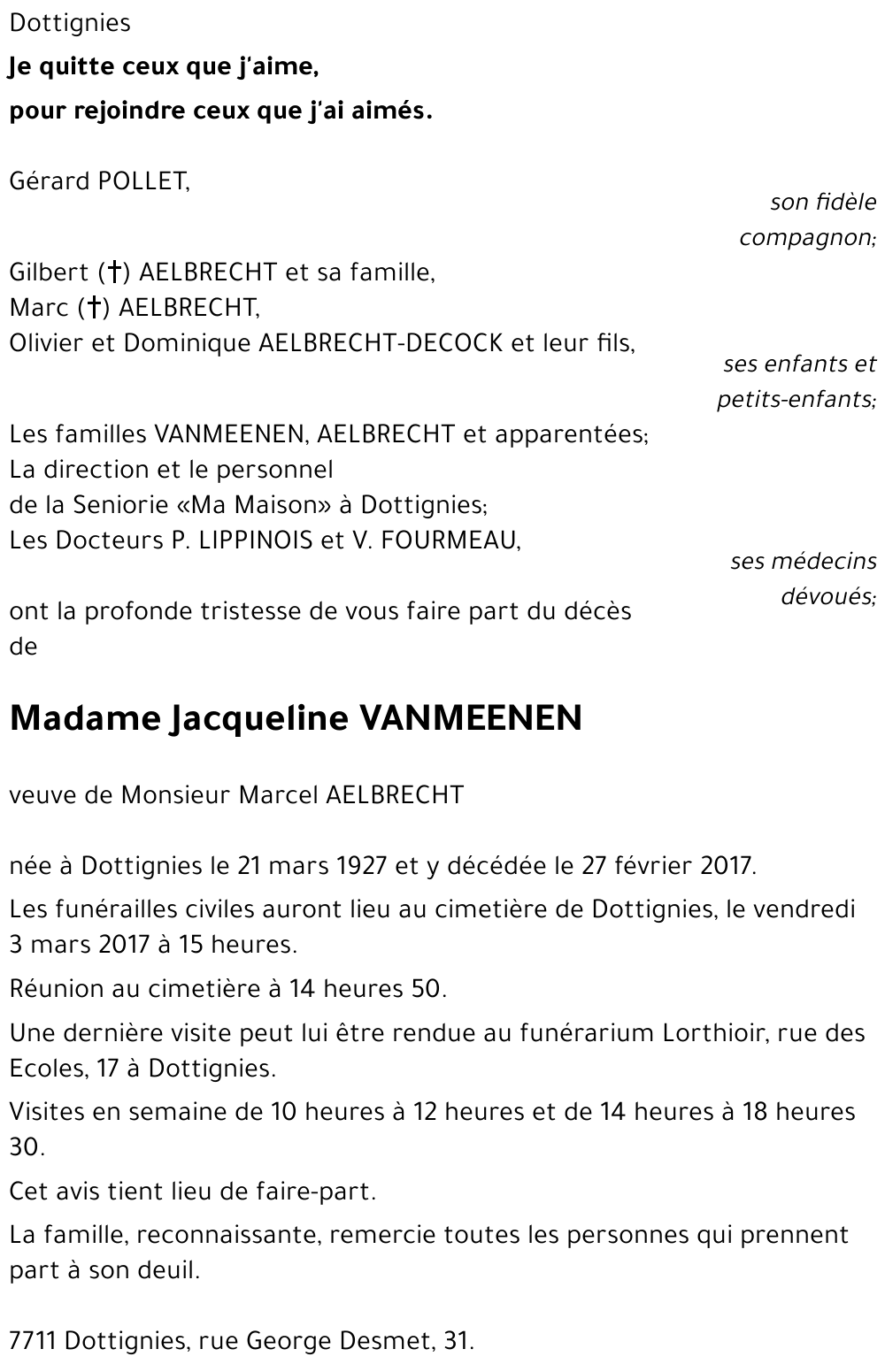 Jacqueline VANMEENEN