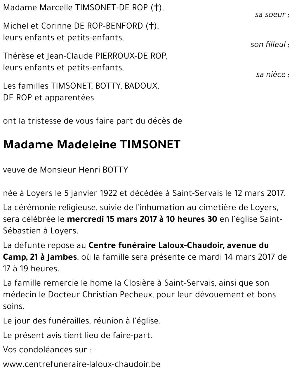 Madeleine TIMSONET
