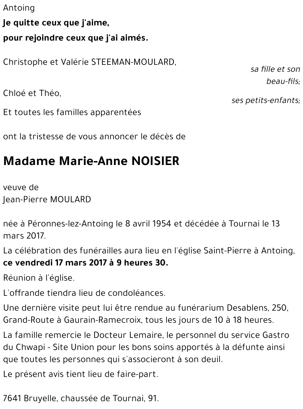 Marie Anne NOISIER