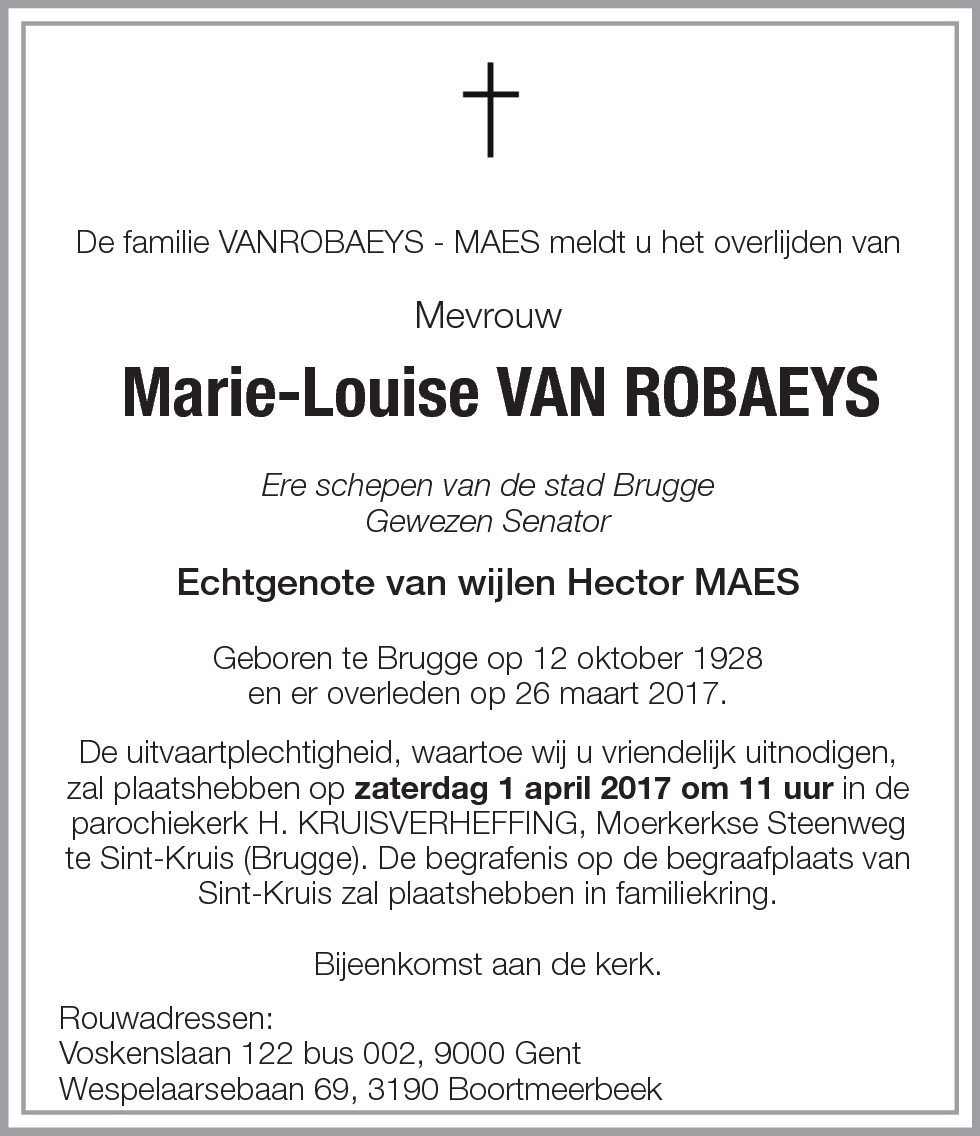 Marie-Louise VAN ROBAEYS