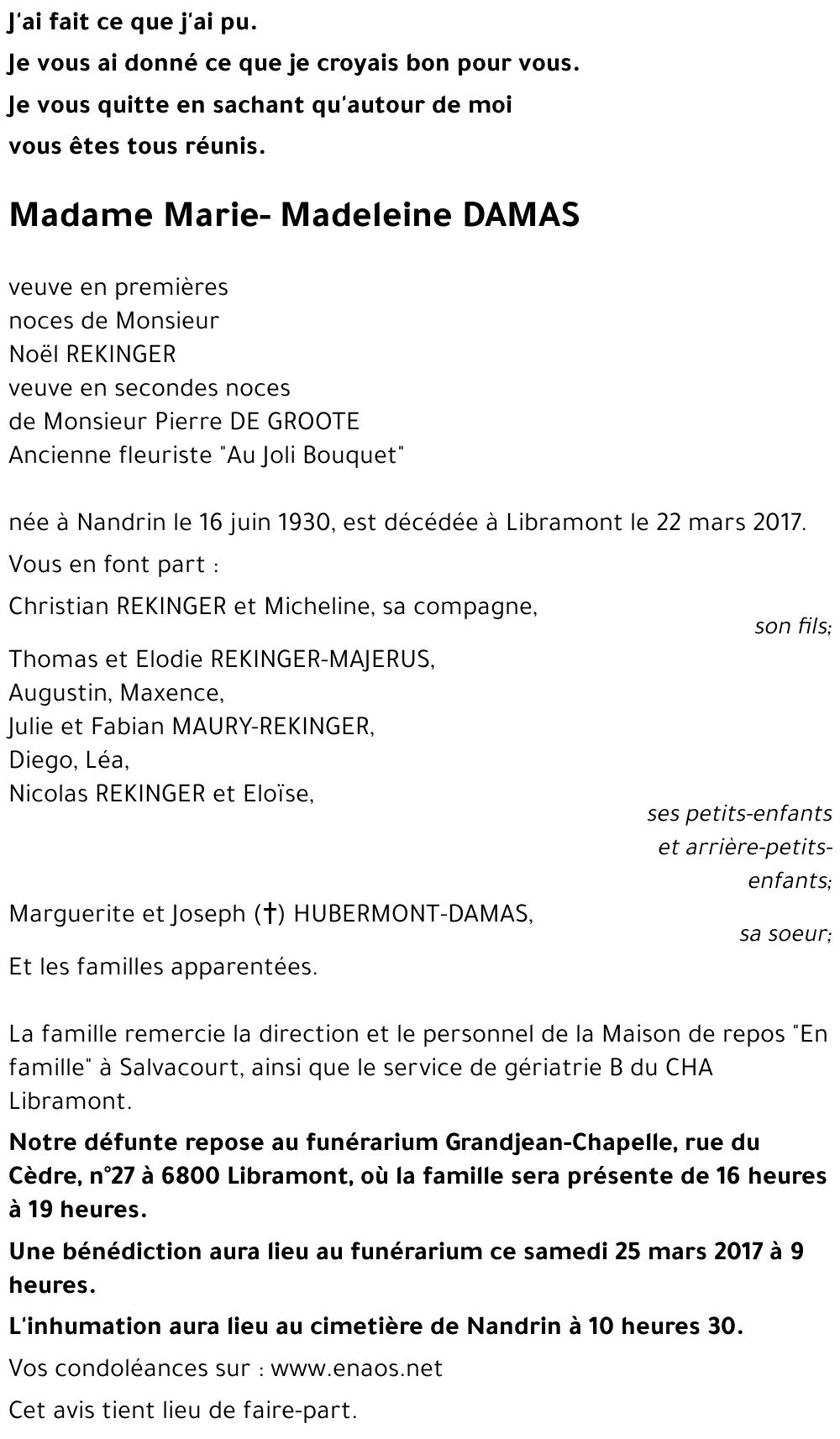 Marie-Madeleine DAMAS