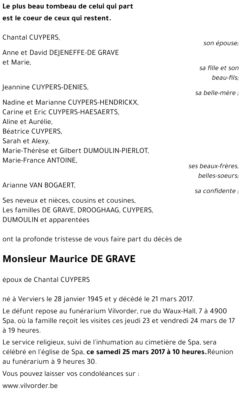 Maurice DE GRAVE