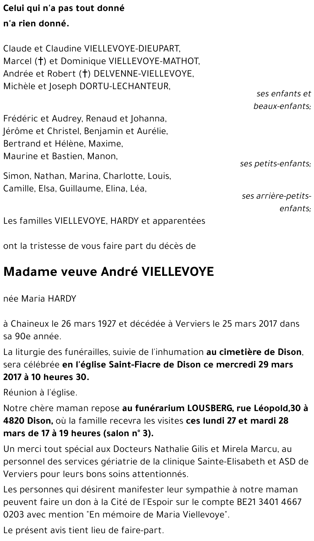 veuve André VIELLEVOYE