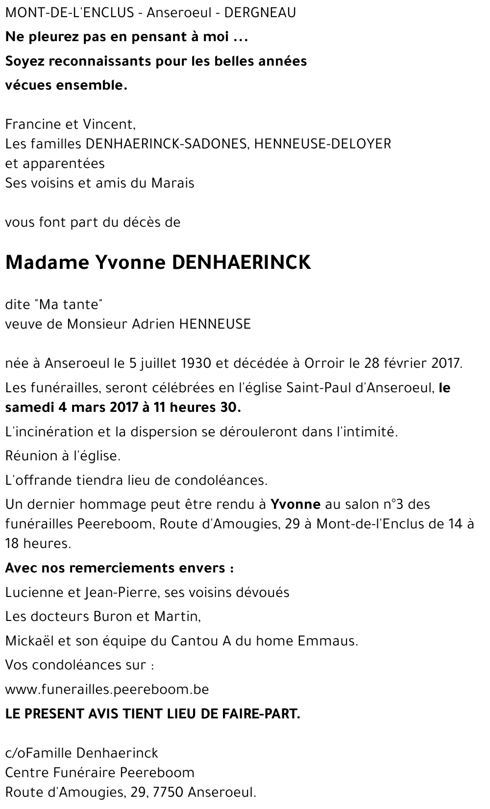 Yvonne DENHAERINCK