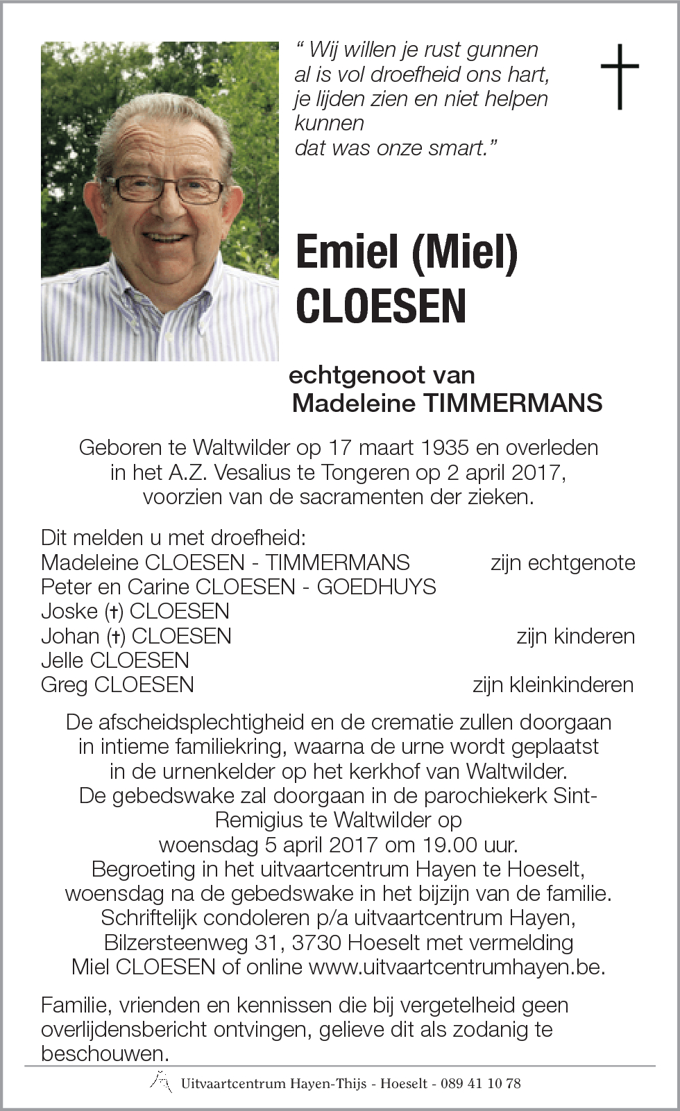 Emiel (Miel) CLOESEN