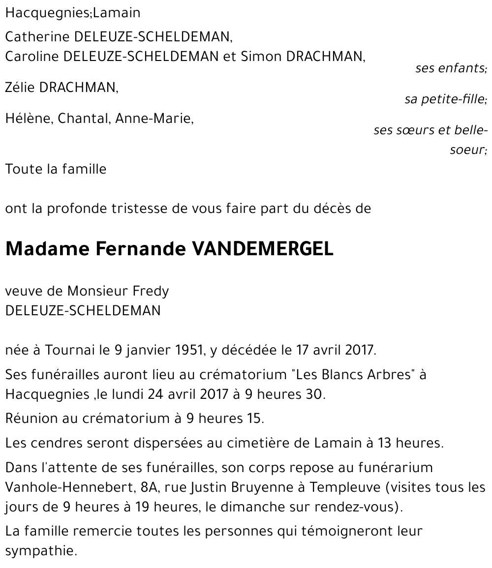 Fernande VANDEMERGEL
