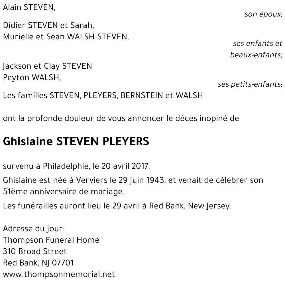 Ghislaine STEVEN PLEYERS