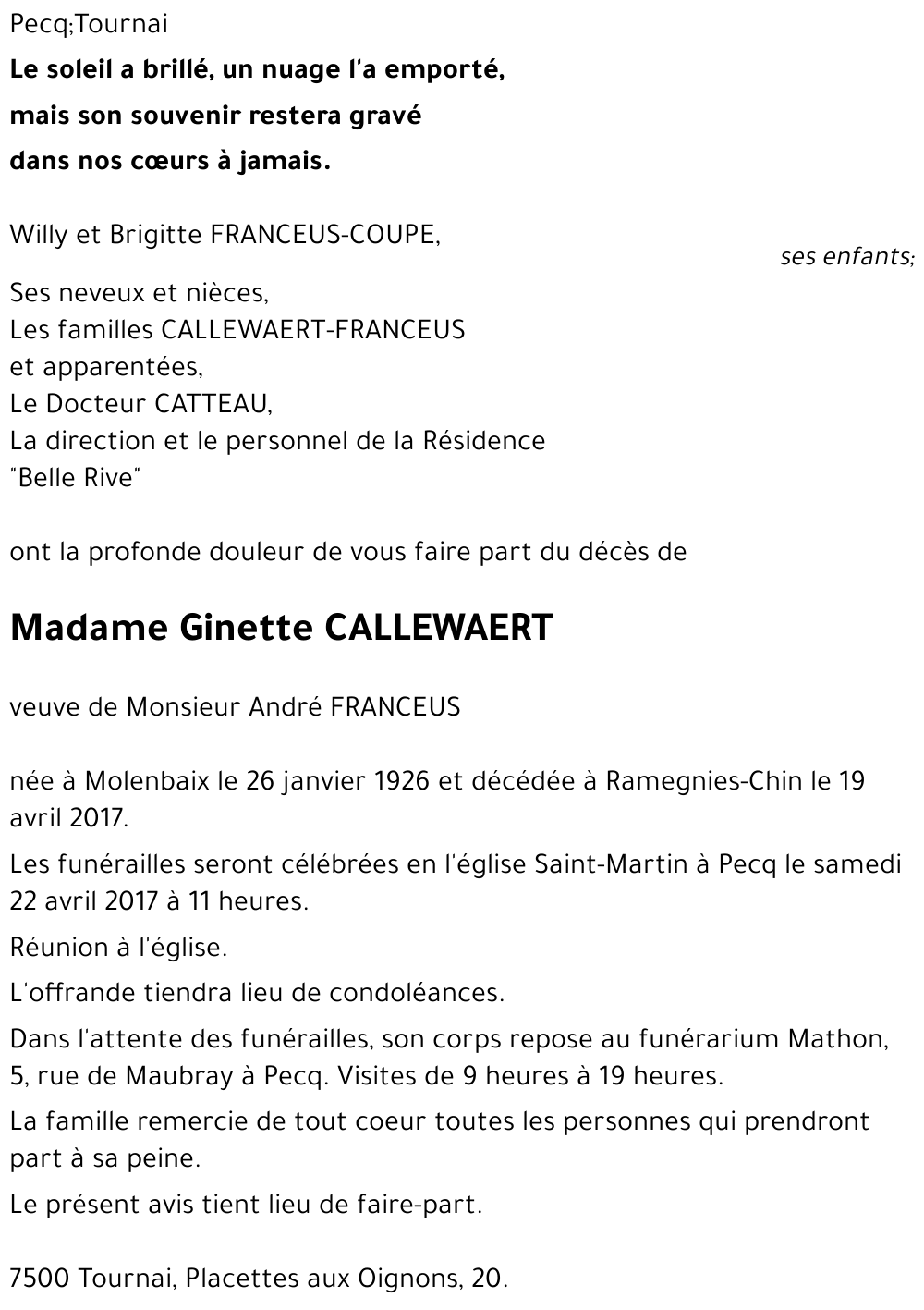 Ginette CALLEWAERT