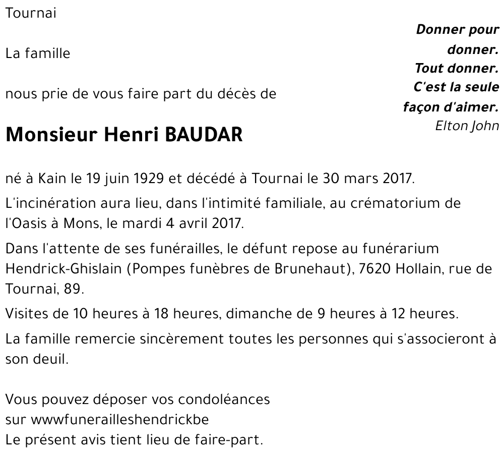 Henri BAUDAR