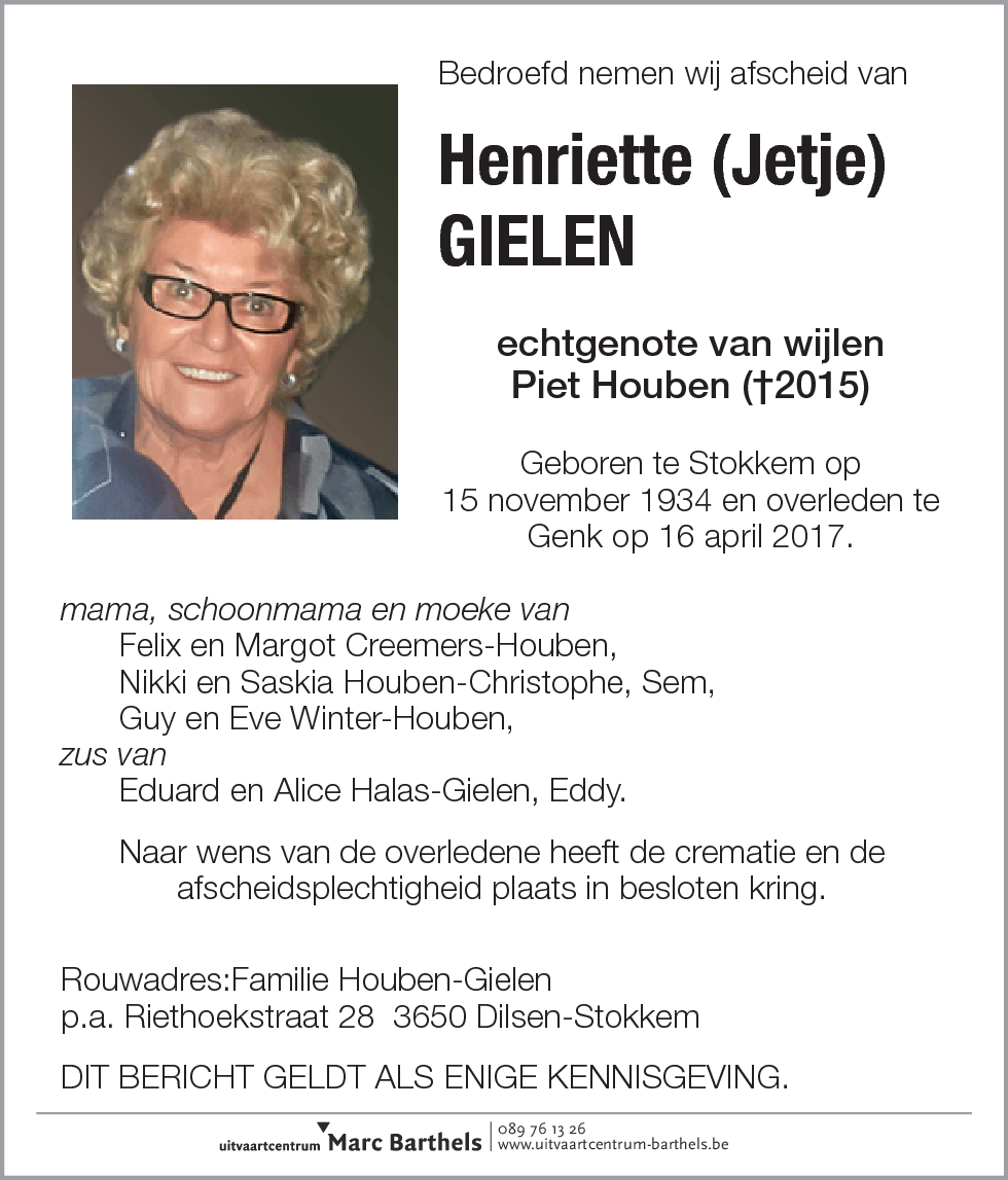 Henriette (Jetje) Gielen