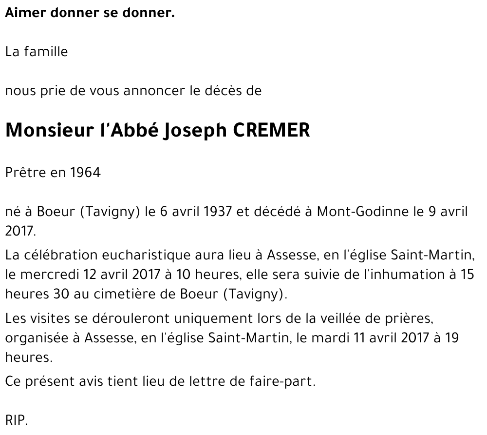 Joseph CREMER