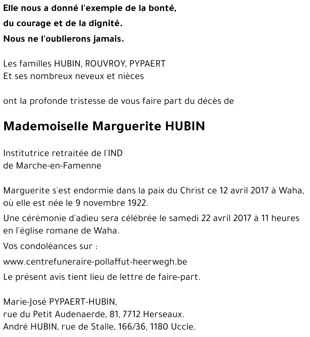 Marguerite HUBIN