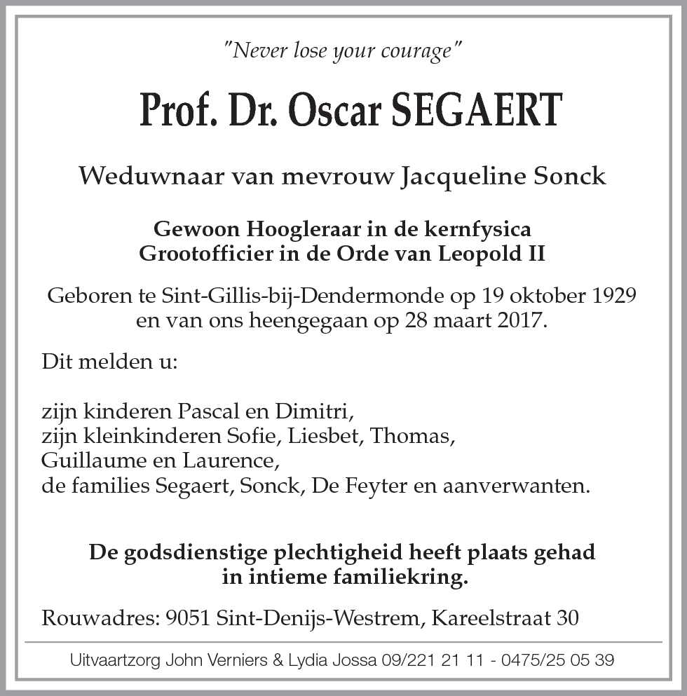 Prof. Dr. Oscar Segaert