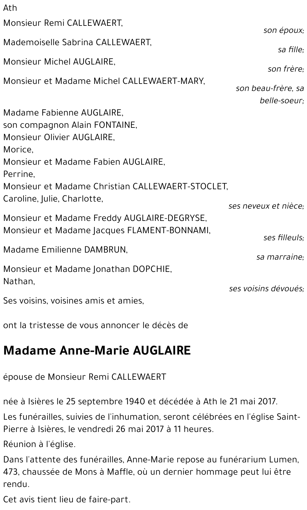 Anne-Marie AUGLAIRE